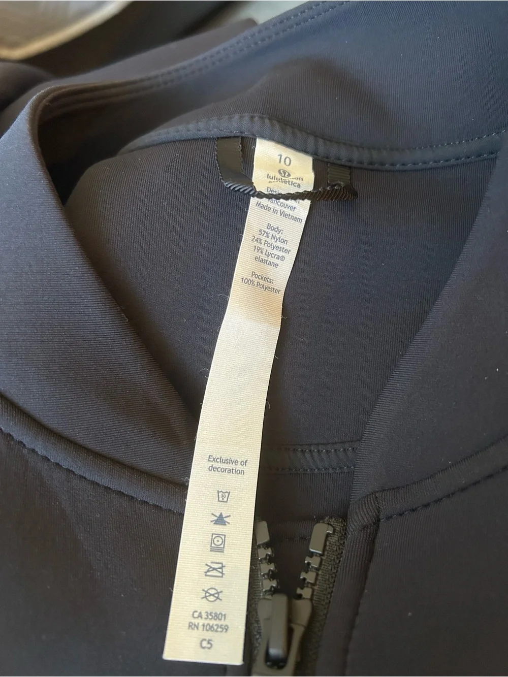lululemon athletica Black Zip Bomber Jacket